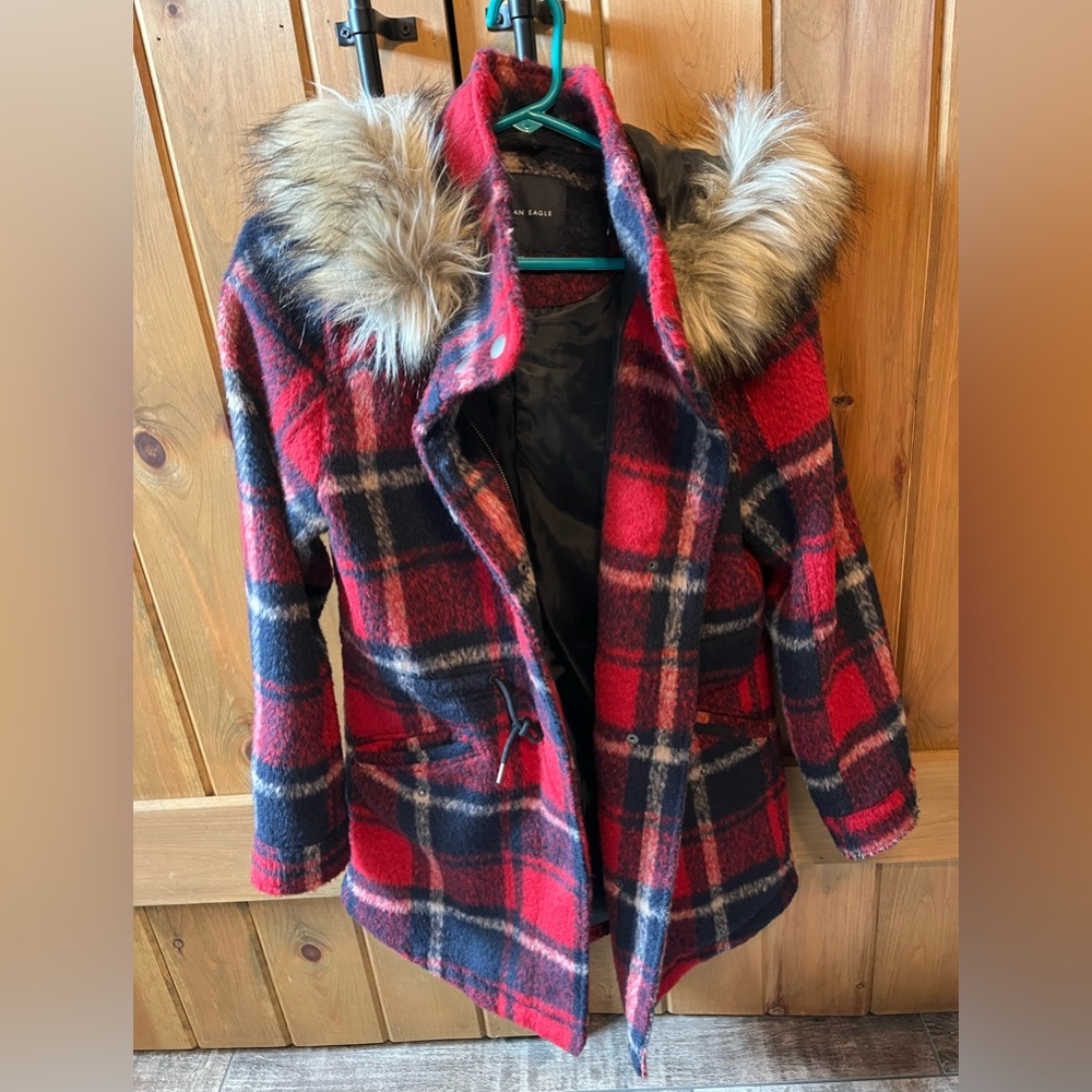 American Eagle plaid winter jacket